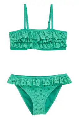 Wehkamp WE Fashion crop bikini met ruches groen aanbieding