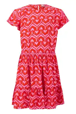 Wehkamp Shoeby midi jurk met plooien en print - rood aanbieding
