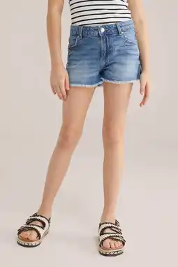 Wehkamp WE Fashion Blue Ridge denim straight short medium blue denim aanbieding