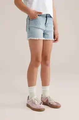 Wehkamp WE Fashion Blue Ridge slim denim short light blue denim aanbieding