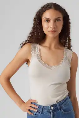 Wehkamp VERO MODA singlet VMROSA met kant ecru aanbieding