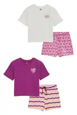 Wehkamp WE Fashion shortama - paars/wit /oranje (set van 2) aanbieding