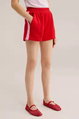 Wehkamp WE Fashion straight sweatshort rood aanbieding