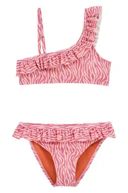 Wehkamp WE Fashion one shoulder bikini met ruches roze aanbieding