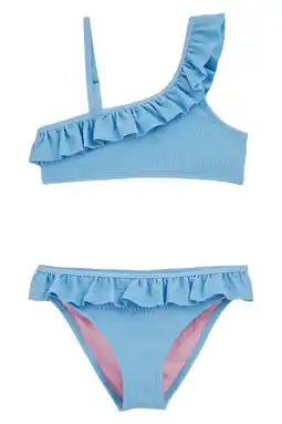 Wehkamp WE Fashion one shoulder bikini met ruches lichtblauw aanbieding