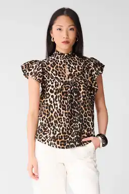 Wehkamp Shoeby top met panterprint bruin broderie aanbieding