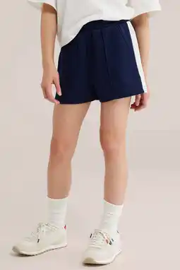 Wehkamp WE Fashion straight sweatshort donkerblauw aanbieding