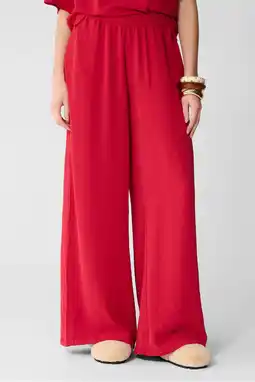 Wehkamp Shoeby wide leg highwaist casual broek rood aanbieding