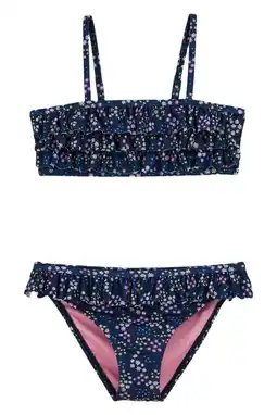 Wehkamp WE Fashion crop bikini met ruches donkerblauw aanbieding