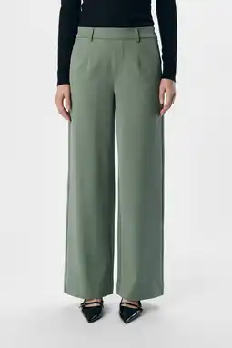 Wehkamp OBJECT OBJLISA wide leg regularwaist pantalon lichtgroen aanbieding