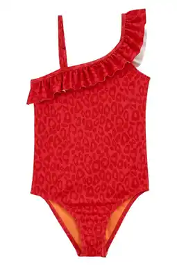Wehkamp WE Fashion badpak met ruches rood aanbieding
