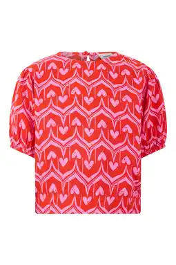 Wehkamp Shoeby rechtvallend blousetop met print - rood aanbieding