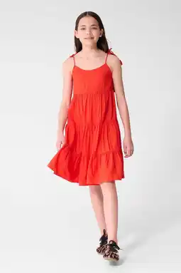 Wehkamp Shoeby midi zomerjurk met plooien - rood aanbieding