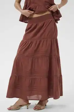 Wehkamp Kaffe maxi rok koraalrood aanbieding