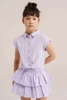 Wehkamp WE Fashion gestreepte blousetop met textuur lila aanbieding