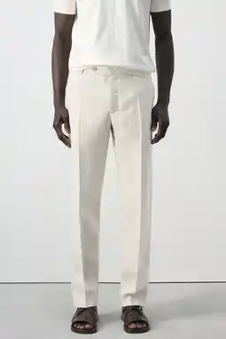 Wehkamp Mango Man regular geruite pantalon met linnen beige aanbieding