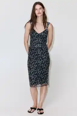 Wehkamp Mango gebloemde midi zomerjurk - zwart aanbieding
