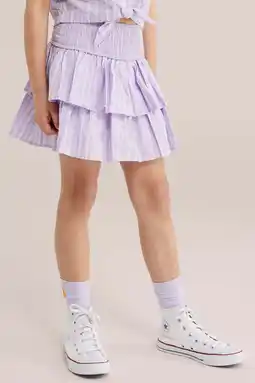 Wehkamp WE Fashion gestreepte A-lijn skort lila aanbieding