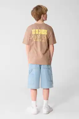 Wehkamp Shoeby T-shirt met backprint lichtbruin aanbieding