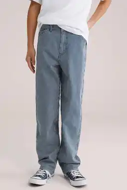Wehkamp WE Fashion Blue Ridge gestreepte straight leg jeans medium blue denim aanbieding