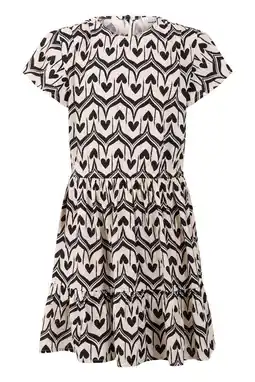 Wehkamp Shoeby midi jurk met plooien en print - ecru aanbieding