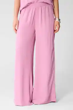 Wehkamp Shoeby wide leg highwaist casual broek roze aanbieding
