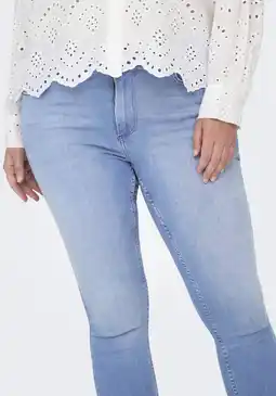 Wehkamp ONLY CARMAKOMA cropped skinny jeans Carwilly light blue denim aanbieding