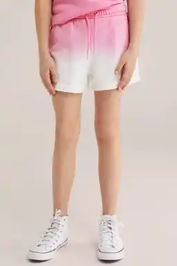 Wehkamp WE Fashion straight sweatshort roze/wit aanbieding