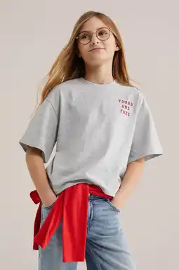 Wehkamp WE Fashion T-shirt met backprint grijs melange aanbieding
