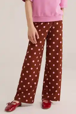 Wehkamp WE Fashion palazzo broek donkerbruin/roze aanbieding