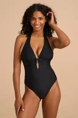 Wehkamp BEACHWAVE corrigerend halter badpak zwart aanbieding