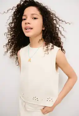Wehkamp Mango Kids blousetop ecru aanbieding