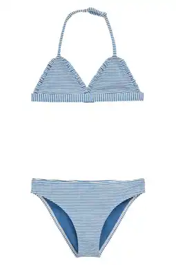Wehkamp WE Fashion triangel bikini gestreept blauw/wit aanbieding