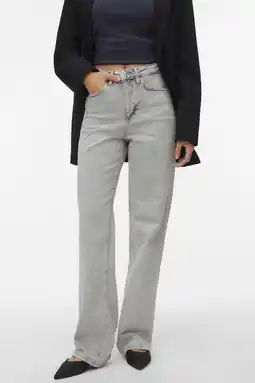 Wehkamp VERO MODA highwaist wide leg jeans grey denim aanbieding
