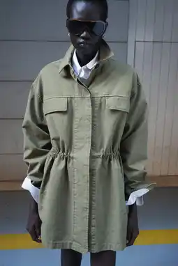 Wehkamp Mango denim parka lichtkaki aanbieding