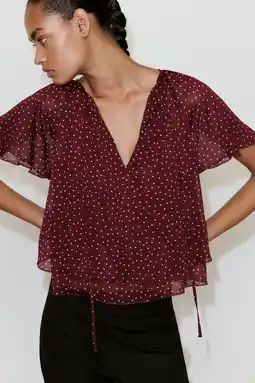 Wehkamp Mango top met stippen - donkerrood aanbieding