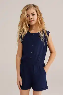 Wehkamp WE Fashion Straight playsuit donkerblauw aanbieding