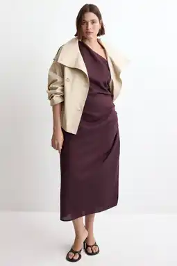 Wehkamp Mango one shoulder jurk donkerrood aanbieding