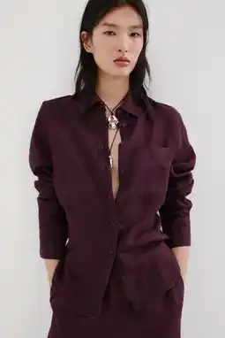 Wehkamp Mango blouse linnen donkerpaars aanbieding