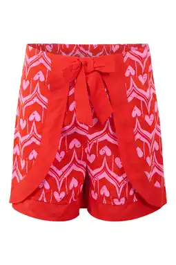 Wehkamp Shoeby regular fit casual short met print - rood aanbieding