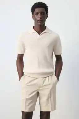 Wehkamp Mango Man regular polo ecru gebreid aanbieding