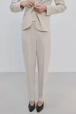Wehkamp Mango slim regularwaist broek ecru aanbieding