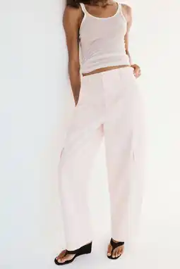 Wehkamp Mango regular waist barrel jeans - lichtroze aanbieding
