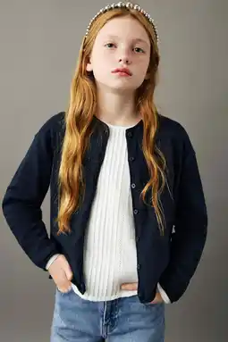 Wehkamp Mango Kids gebreid vest donkerblauw aanbieding