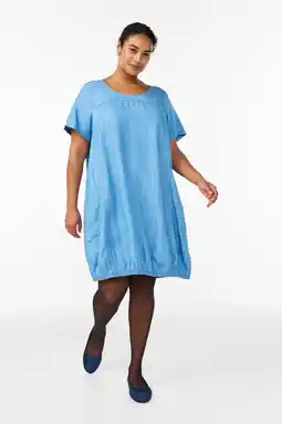 Wehkamp Zizzi korte jurk light blue denim aanbieding