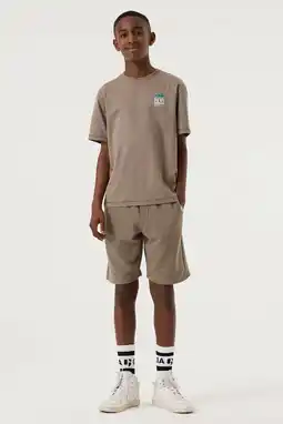 Wehkamp Garcia relaxed regularwaist sweatshort taupe aanbieding