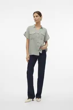 Wehkamp VERO MODA blouse VMBUMPY donkergroen/wit aanbieding