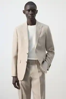 Wehkamp Mango Man colbert met linnen beige aanbieding