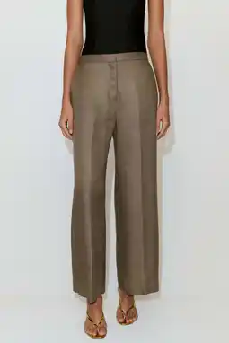 Wehkamp Mango lyocel vezel wide leg broek - beige aanbieding