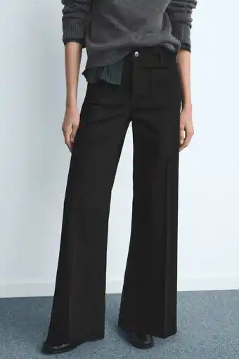 Wehkamp Mango highwaist wide leg jeans black denim aanbieding